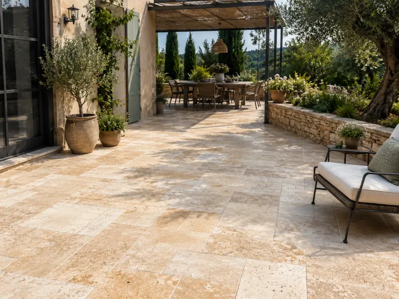 Terrasse en travertin - Patrick, Sommières